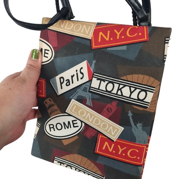 Vintage Beaded Purse World Traveler NYC Paris Rome Tokyo London - Picture 9 of 11